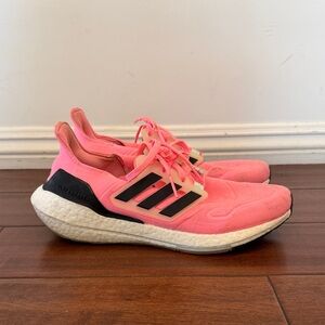 Adidas Ultraboost Coral and Black Sneakers